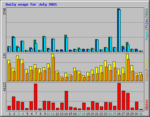 Daily usage for July 2021